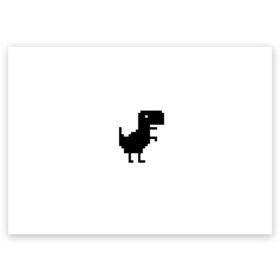 Поздравительная открытка с принтом Google динозаврик в Санкт-Петербурге, 100% бумага | плотность бумаги 280 г/м2, матовая, на обратной стороне линовка и место для марки
 | dino | dinomax | googledino | дино | динозавр | потерялся