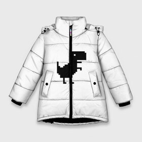 Зимняя куртка для девочек 3D с принтом Google динозаврик в Санкт-Петербурге, ткань верха — 100% полиэстер; подклад — 100% полиэстер, утеплитель — 100% полиэстер. | длина ниже бедра, удлиненная спинка, воротник стойка и отстегивающийся капюшон. Есть боковые карманы с листочкой на кнопках, утяжки по низу изделия и внутренний карман на молнии. 

Предусмотрены светоотражающий принт на спинке, радужный светоотражающий элемент на пуллере молнии и на резинке для утяжки. | dino | dinomax | googledino | дино | динозавр | потерялся