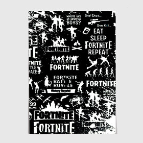 Постер с принтом Fortnite. в Санкт-Петербурге, 100% бумага
 | бумага, плотность 150 мг. Матовая, но за счет высокого коэффициента гладкости имеет небольшой блеск и дает на свету блики, но в отличии от глянцевой бумаги не покрыта лаком | 2 глава | 2 сезон | fortnite | fortnite 2 | game | боевой пропуск | боевой пропуск 2 сезона 2 главы фортнайт | игра | фортнайт | экшен