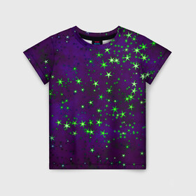 Детская футболка 3D с принтом Звездное небо арт в Санкт-Петербурге, 100% гипоаллергенный полиэфир | прямой крой, круглый вырез горловины, длина до линии бедер, чуть спущенное плечо, ткань немного тянется | арт | звездное небо | звездочки | звезды | космос | небо | рисунок | текстура | туманность