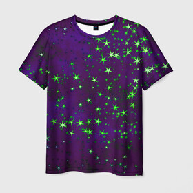 Мужская футболка 3D с принтом Звездное небо арт в Санкт-Петербурге, 100% полиэфир | прямой крой, круглый вырез горловины, длина до линии бедер | Тематика изображения на принте: арт | звездное небо | звездочки | звезды | космос | небо | рисунок | текстура | туманность