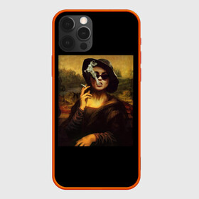 Чехол для iPhone 12 Pro с принтом jaKondA в Санкт-Петербурге, силикон | область печати: задняя сторона чехла, без боковых панелей | jakonda | mona lisa | smoking | woman | девушка | джаконда | мона лиза