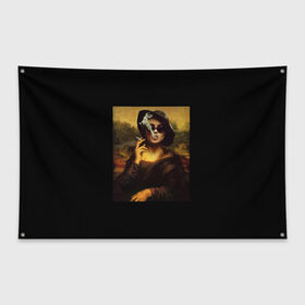 Флаг-баннер с принтом jaKondA в Санкт-Петербурге, 100% полиэстер | размер 67 х 109 см, плотность ткани — 95 г/м2; по краям флага есть четыре люверса для крепления | jakonda | mona lisa | smoking | woman | девушка | джаконда | мона лиза