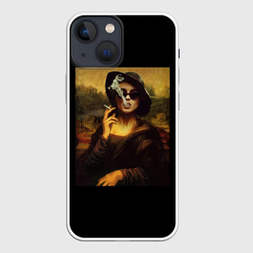 Чехол для iPhone 13 mini с принтом jaKondA в Санкт-Петербурге,  |  | jakonda | mona lisa | smoking | woman | девушка | джаконда | мона лиза