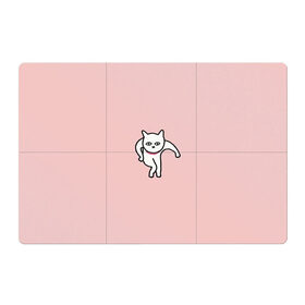 Магнитный плакат 3Х2 с принтом Ыть в Санкт-Петербурге, Полимерный материал с магнитным слоем | 6 деталей размером 9*9 см | арт | белая кошка | белый кот | кот | кошка | мем | мэм | рисунок | розовый
