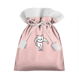 Подарочный 3D мешок с принтом Ыть в Санкт-Петербурге, 100% полиэстер | Размер: 29*39 см | арт | белая кошка | белый кот | кот | кошка | мем | мэм | рисунок | розовый