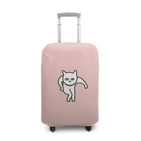 Чехол для чемодана 3D с принтом Ыть в Санкт-Петербурге, 86% полиэфир, 14% спандекс | двустороннее нанесение принта, прорези для ручек и колес | арт | белая кошка | белый кот | кот | кошка | мем | мэм | рисунок | розовый