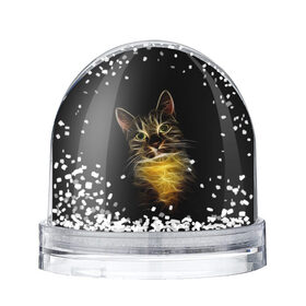 Снежный шар с принтом Дымчато-световой кот в Санкт-Петербурге, Пластик | Изображение внутри шара печатается на глянцевой фотобумаге с двух сторон | арт | дым | желтый | кот | кошка | кривые | рисунок | свет | серый | тёмный | чёрный | яркие линии