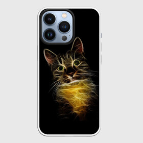 Чехол для iPhone 13 Pro с принтом Дымчато световой кот в Санкт-Петербурге,  |  | арт | дым | желтый | кот | кошка | кривые | рисунок | свет | серый | тёмный | чёрный | яркие линии