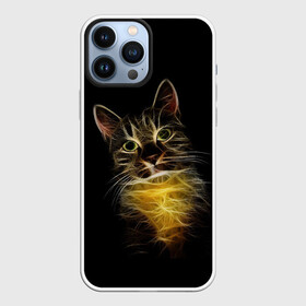 Чехол для iPhone 13 Pro Max с принтом Дымчато световой кот в Санкт-Петербурге,  |  | арт | дым | желтый | кот | кошка | кривые | рисунок | свет | серый | тёмный | чёрный | яркие линии