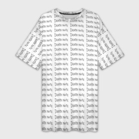 Платье-футболка 3D с принтом death note pattern white в Санкт-Петербурге,  |  | anime | death note | kira | manga | ryuk | аниме | герой | детектив | детнот | детх нот | детхнот | дэсу ното | иероглиф | кандзи | кира | манга | миса | риюк | рьюзаки | рюзаки | рюк | синигами | тетрадка | эл | э