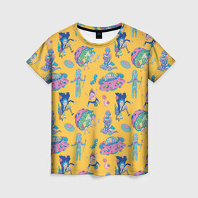 Женская футболка 3D с принтом Рик и Морти в Санкт-Петербурге, 100% полиэфир ( синтетическое хлопкоподобное полотно) | прямой крой, круглый вырез горловины, длина до линии бедер | cn_2682959_019061 | rick  morty | turner | рик и морти