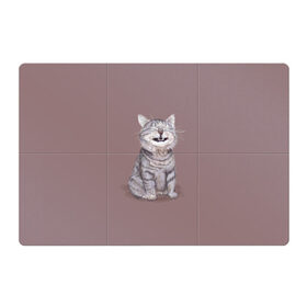 Магнитный плакат 3Х2 с принтом Котёнок ыыы в Санкт-Петербурге, Полимерный материал с магнитным слоем | 6 деталей размером 9*9 см | арт | кот | котёнок | кошка | мем | мемный кот | мемный котенок | мэм | мэмный котёнок | рисунок | серый | серый кот | тёмный | фиолетовый