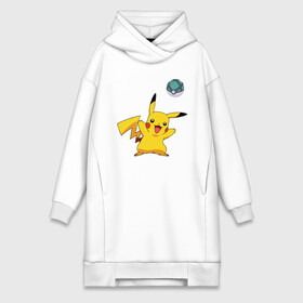 Платье-худи хлопок с принтом Pokemon pikachu 1 в Санкт-Петербурге,  |  | pokeball | pokemon | игры | покемоны