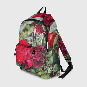 Рюкзак 3D с принтом Red Roses в Санкт-Петербурге, 100% полиэстер | лямки с регулируемой длиной, сверху петелька, чтобы рюкзак можно было повесить на вешалку. Основное отделение закрывается на молнию, как и внешний карман. Внутри два дополнительных кармана, один из которых закрывается на молнию. По бокам два дополнительных кармашка | bush | floral | flower | garden | green | nature | red roses | бутоны | красная роза | куст | листья | природа | роза | сад | цветение | цветок | цветы