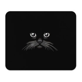 Коврик для мышки прямоугольный с принтом Кошачья моська в Санкт-Петербурге, натуральный каучук | размер 230 х 185 мм; запечатка лицевой стороны | Тематика изображения на принте: арт | вектор | кот | котёнок | кошка | рисунок | черная кошка | чёрный | черный кот | черный котенок