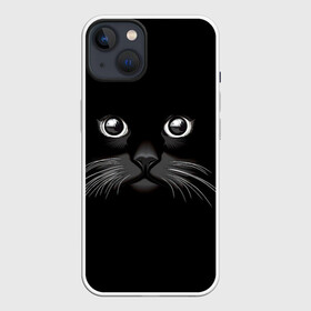 Чехол для iPhone 13 с принтом Кошачья моська в Санкт-Петербурге,  |  | арт | вектор | кот | котёнок | кошка | рисунок | черная кошка | чёрный | черный кот | черный котенок