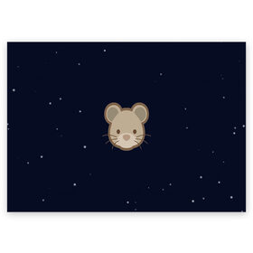 Поздравительная открытка с принтом Ночная мышь в Санкт-Петербурге, 100% бумага | плотность бумаги 280 г/м2, матовая, на обратной стороне линовка и место для марки
 | Тематика изображения на принте: арт | звёзды | мерцание | мышь | небо | ночь | рисунок | сияние