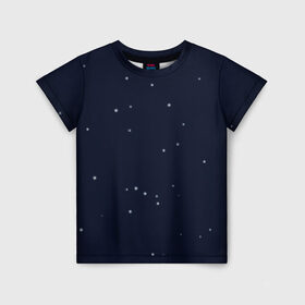 Детская футболка 3D с принтом Ночное небо в Санкт-Петербурге, 100% гипоаллергенный полиэфир | прямой крой, круглый вырез горловины, длина до линии бедер, чуть спущенное плечо, ткань немного тянется | Тематика изображения на принте: звёзды | мерцание | небо | ночь | синий | сияние | тёмный | чёрный