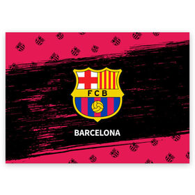 Поздравительная открытка с принтом BARCELONA / БАРСЕЛОНА в Санкт-Петербурге, 100% бумага | плотность бумаги 280 г/м2, матовая, на обратной стороне линовка и место для марки
 | barca | barcelona | barsa | barselona | fcb | logo | messi | барса | барселона | знак | клуб | лого | логотип | логотипы | месси | символ | символы | футбол | футбольная | футбольный