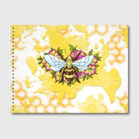 Альбом для рисования с принтом Пчела в Санкт-Петербурге, 100% бумага
 | матовая бумага, плотность 200 мг. | крылья | мёд | оса | пчела | пчёлы | соты | цветы