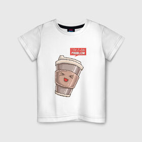 Детская футболка хлопок с принтом 8 бит Латте в Санкт-Петербурге, 100% хлопок | круглый вырез горловины, полуприлегающий силуэт, длина до линии бедер | 8 bit | 8bit | 8бит | art | coffee | cup | cute | kawaii | mug | pixel | pixelart | problem | арт | восьмибитная | восьмибитные | кавайный | капучино | кофе | кофеек | милота | милый | пиксели | пиксель | пиксельная | проблема | стакан