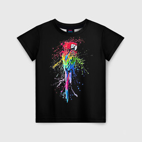 Детская футболка 3D с принтом Попугай в Санкт-Петербурге, 100% гипоаллергенный полиэфир | прямой крой, круглый вырез горловины, длина до линии бедер, чуть спущенное плечо, ткань немного тянется | Тематика изображения на принте: bird | colors | eweryday | life | nature | ара | креатив | повседневный стиль | попугай | природа | птица | радуга | разноцветный | темный