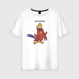 Женская футболка хлопок Oversize с принтом Яго в Санкт-Петербурге, 100% хлопок | свободный крой, круглый ворот, спущенный рукав, длина до линии бедер
 | aladdin | iago | vdkimel | аладдин | яго