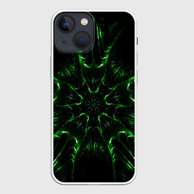 Чехол для iPhone 13 mini с принтом Зелёное Очарование в Санкт-Петербурге,  |  | abstraction | flower | green | green flower | абстракция | зелёный | зелёный цветок | узоры | цветок