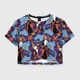 Женская футболка Crop-top 3D с принтом Aladdin в Санкт-Петербурге, 100% полиэстер | круглая горловина, длина футболки до линии талии, рукава с отворотами | abu | aladdin | genie | iago | jafar | vdkimel | абу | аладдин | джафар | джин | яго