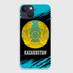Чехол для iPhone 13 с принтом KAZAKHSTAN   КАЗАХСТАН в Санкт-Петербурге,  |  | flag | kazakhstan | qazaqstan | герб | захах | казахстан | кахахи | лого | нур султан | республика | символ | страна | флаг
