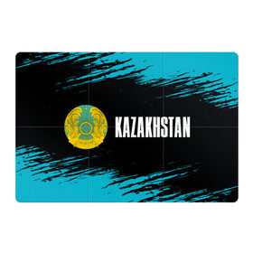 Магнитный плакат 3Х2 с принтом KAZAKHSTAN / КАЗАХСТАН в Санкт-Петербурге, Полимерный материал с магнитным слоем | 6 деталей размером 9*9 см | Тематика изображения на принте: flag | kazakhstan | qazaqstan | герб | захах | казахстан | кахахи | лого | нур султан | республика | символ | страна | флаг