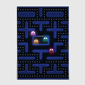 Постер с принтом Pacman в Санкт-Петербурге, 100% бумага
 | бумага, плотность 150 мг. Матовая, но за счет высокого коэффициента гладкости имеет небольшой блеск и дает на свету блики, но в отличии от глянцевой бумаги не покрыта лаком | pac man | pacman | аркады | пакмэн