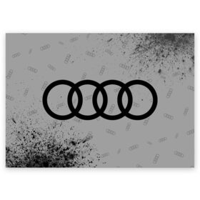 Поздравительная открытка с принтом AUDI / АУДИ в Санкт-Петербурге, 100% бумага | плотность бумаги 280 г/м2, матовая, на обратной стороне линовка и место для марки
 | audi | auto | felb | logo | moto | quattro | sport | symbol | авто | автомобильные | ауди | кватро | кольца | лого | логотип | логотипы | марка | мото | символ | спорт | фгвш | шильдик