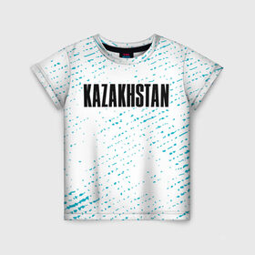 Детская футболка 3D с принтом KAZAKHSTAN / КАЗАХСТАН в Санкт-Петербурге, 100% гипоаллергенный полиэфир | прямой крой, круглый вырез горловины, длина до линии бедер, чуть спущенное плечо, ткань немного тянется | Тематика изображения на принте: 