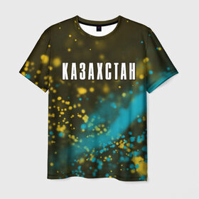 Мужская футболка 3D с принтом КАЗАХСТАН / KAZAKHSTAN в Санкт-Петербурге, 100% полиэфир | прямой крой, круглый вырез горловины, длина до линии бедер | Тематика изображения на принте: 