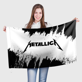 Флаг 3D с принтом METALLICA МЕТАЛЛИКА в Санкт-Петербурге, 100% полиэстер | плотность ткани — 95 г/м2, размер — 67 х 109 см. Принт наносится с одной стороны | hetfield | james | logo | metal | metalica | metallica | music | rock | star | джеймс | звезда | знак | ларс | лого | логотип | логотипы | метал | металика | металлика | музыка | рок | символ | символы | ульрих | хэтфилд