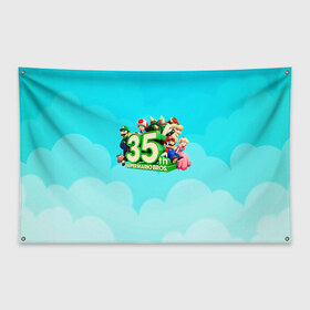 Флаг-баннер с принтом Mario в Санкт-Петербурге, 100% полиэстер | размер 67 х 109 см, плотность ткани — 95 г/м2; по краям флага есть четыре люверса для крепления | 35 | mario | mario 3d all stars | mario 3d world | mario bros | super mario | марио