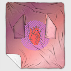 Плед с рукавами с принтом Сердечко на розовом фоне в Санкт-Петербурге, 100% полиэстер | Закругленные углы, все края обработаны. Ткань не мнется и не растягивается. Размер 170*145 | Тематика изображения на принте: круг | любовь | неон | полосатый | розовый | сердце | сияние | фиолетовый