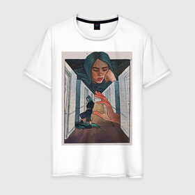 Мужская футболка хлопок с принтом Billie Eilish dark room в Санкт-Петербурге, 100% хлопок | прямой крой, круглый вырез горловины, длина до линии бедер, слегка спущенное плечо. | Тематика изображения на принте: 
