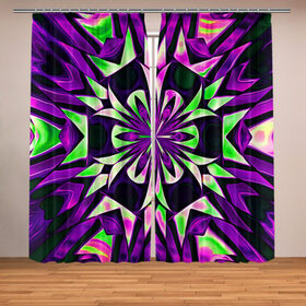 Фотошторы с принтом Kaleidoscope в Санкт-Петербурге, Блэкаут (светозащита 90%) / Габардин (светозащита 40% | 2 полотна шириной по 145 см; Высота 200-300 см; Крепление: шторная лента (на крючки); | abstraction | fractal | kaleidoscope | light green | pattern | purple | symmetry | абстракция | калейдоскоп | салатовый | симметрия | узор | фиолетовый | фрактал