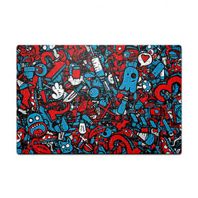 Пазл магнитный 126 элементов с принтом Красно синие безумие в Санкт-Петербурге, полимерный материал с магнитным слоем | 126 деталей, размер изделия —  180*270 мм | безумие | много вещей | призрак | чувак