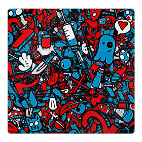 Магнитный плакат 3Х3 с принтом Красно синие безумие в Санкт-Петербурге, Полимерный материал с магнитным слоем | 9 деталей размером 9*9 см | безумие | много вещей | призрак | чувак