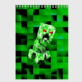 Скетчбук с принтом Minecraft creeper в Санкт-Петербурге, 100% бумага
 | 48 листов, плотность листов — 100 г/м2, плотность картонной обложки — 250 г/м2. Листы скреплены сверху удобной пружинной спиралью | blox | creeper | dungeons | game | geometry | logo | pixel | steve | алекс | герои | детям | зелень | игра | квадраты | крипер | куб | логотипы игр | майнкрафт | мальчикам | мобы | персонажи | пиксель | пиксельный | подземелья