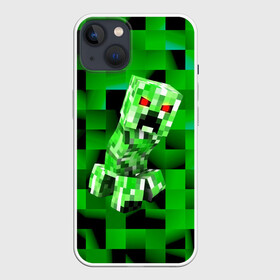 Чехол для iPhone 13 с принтом Minecraft creeper в Санкт-Петербурге,  |  | blox | creeper | dungeons | game | geometry | logo | pixel | steve | алекс | герои | детям | зелень | игра | квадраты | крипер | куб | логотипы игр | майнкрафт | мальчикам | мобы | персонажи | пиксель | пиксельный | подземелья