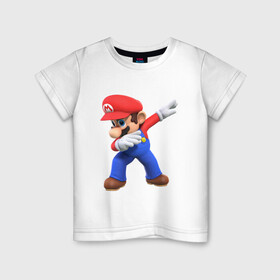 Детская футболка хлопок с принтом Mario в Санкт-Петербурге, 100% хлопок | круглый вырез горловины, полуприлегающий силуэт, длина до линии бедер | 8 бит | dandy | mario | водопроводчик | денди | игры на денди | марио
