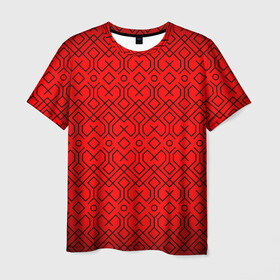 Мужская футболка 3D с принтом Геометрический орнамент в Санкт-Петербурге, 100% полиэфир | прямой крой, круглый вырез горловины, длина до линии бедер | абстракция | геометрия | кубы | орнамент | паттерн | полосы | узор