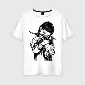 Женская футболка хлопок Oversize с принтом Дитя тьмы в Санкт-Петербурге, 100% хлопок | свободный крой, круглый ворот, спущенный рукав, длина до линии бедер
 | 