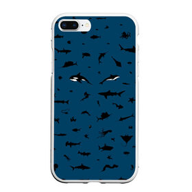 Чехол для iPhone 7Plus/8 Plus матовый с принтом Fish в Санкт-Петербурге, Силикон | Область печати: задняя сторона чехла, без боковых панелей | dolphin | fish | killer whale | see life | shark | акула | дельфин | касатка | морские обитатели | рыба