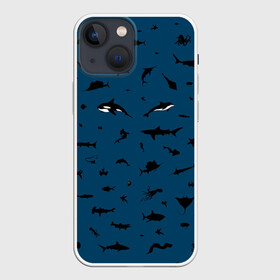 Чехол для iPhone 13 mini с принтом Fish в Санкт-Петербурге,  |  | dolphin | fish | killer whale | see life | shark | акула | дельфин | касатка | морские обитатели | рыба